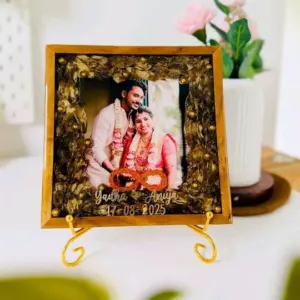 12 Inch (14 mm) Wood Varmala & Thali Preservation Resin Art Frame