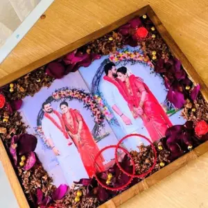 12x20 Inch Wood Box Wedding Garland & Bangles Preservation Resin Art Frame