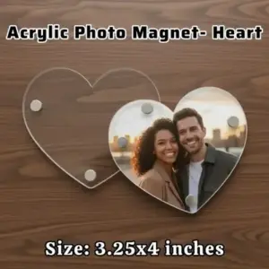 3.25x4 Inch Clear Acrylic Heart Shape Fridge Magnet