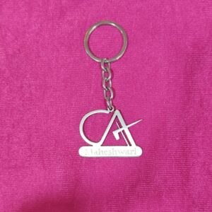 Full metal CA shape keychain with custom initials design