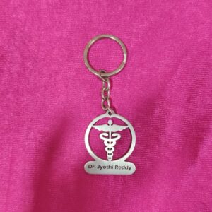 Personalized Full Metal Doctor Symbol Round Keychain