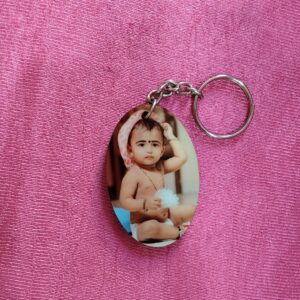Personalized MDF Wood Print Keychain Oval Shape