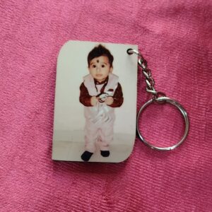 Personalized MDF Wood Print Keychain Rectangle Side Edge