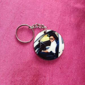 Personalized MDF Wood Print Keychain Round Shap