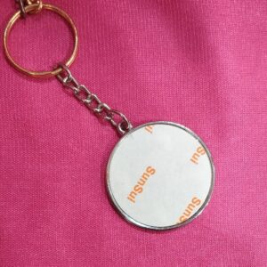 Personalized Metal Glitter Keychain Silver Colour Round Shape