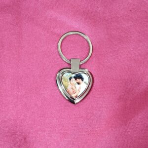 Personalized Heavy Metal Heart Shape Keychain with Custom Photo Printing