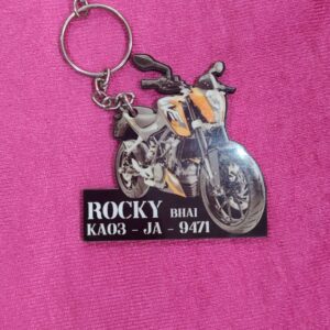 Customized bike cutout keychain with personalized name design