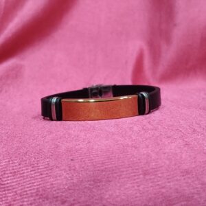 Men’s Leather Bracelet Gold Name Plate