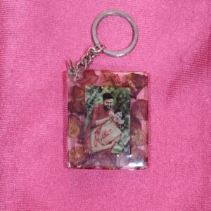 Personalized rectangle shape resin keychain with custom photo print