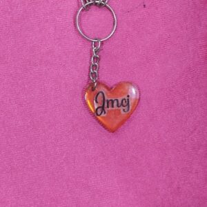 Personalized resin heart shape keychain with custom photo print