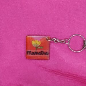 Personalized resin square shape keychain with custom photo print