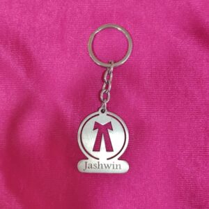 Personalized Full Metal Round Shape Bow Design Keychain with Photo Printing