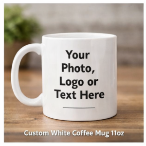 Personalized White Coffee Mug 11oz – Custom Photo, Text & Logo Print