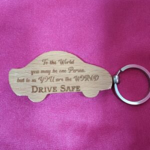 Personalized Engraved Wooden Keychain Car Shape