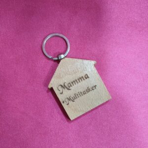Personalized Engraved Wooden Keychain Home Shape