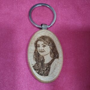 Personalized Engraved Wooden Oval Shape Keychain
