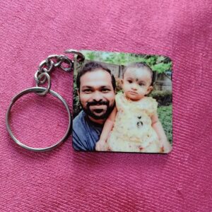 Personalized MDF Wood Print Keychain Square Shape