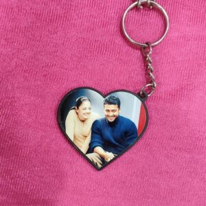 Personalized Metal Glitter Keychain Black Colour Heart Shape
