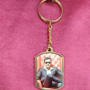 Personalized Metal Glitter Keychain Gold Colour Rectangle Shape