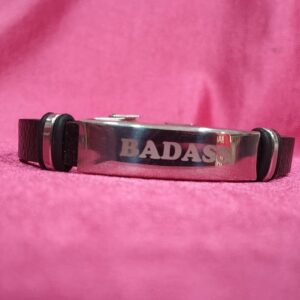 Men’s Leather Bracelet Silver Name Plate