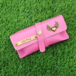 Peach sunglass pouch used to store and protect sunglasses from scratches and dust