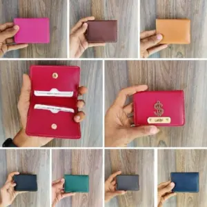Tan brown card holder with 4 pockets for organized card storage