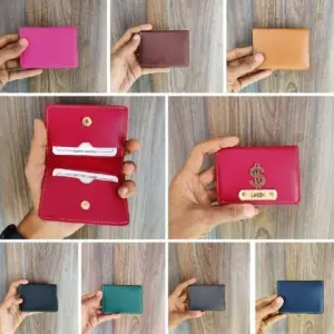 Green card holder with 4 pockets for organized card storage