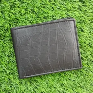 Black crocodile texture leather wallet for men with card slots and cash compartment