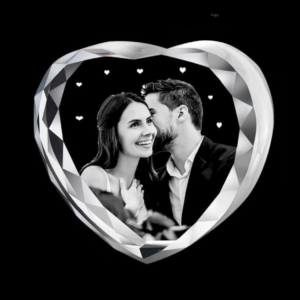 Personalized 3D Diamond Cut Heart Crystal Cube