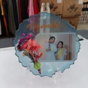 5 Inch Round Agate Mini Resin Art Frame Decorative Tabletop Décor