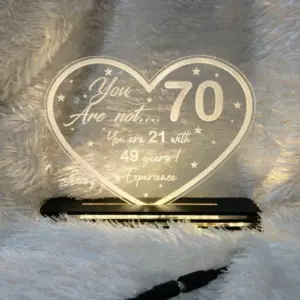 70th Birthday Acrylic Frame personalized tabletop décor