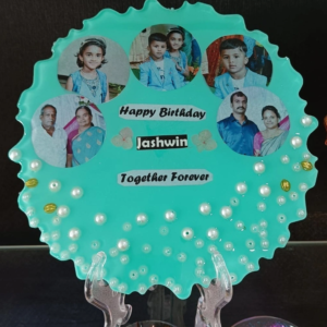 8 Inch Round Agate Birthday Theme Resin Art Frame
