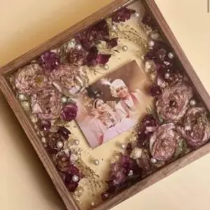 8x8 Inch Wood Box Resin Art Frame Decorative Wall Décor