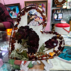 8x8 Inch Heart Shape Resin Art Frame with Preserved Rose Flowers