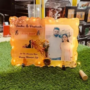 9x12 Inch Wedding Wishes Resin Art Frame with Yellow and Red Background