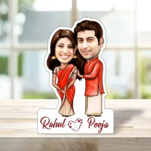 ACC06 Couple in Traditional Costume Caricature Cartoon Frame