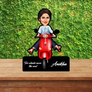 ACC20 Lady on Vespa Bike Caricature Cartoon Cutout Frame
