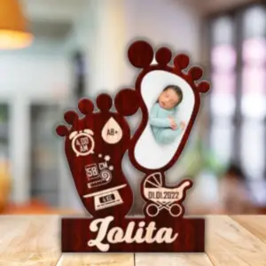 Baby Memory Cutout Frame Brown 003 A3 Personalized Baby Gift