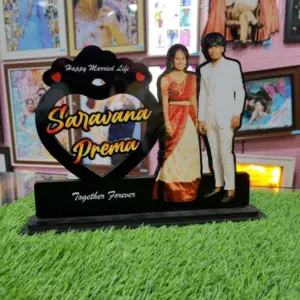 Together Forever Couple Names in Heart Customized Cutout Frame Romantic Gift
