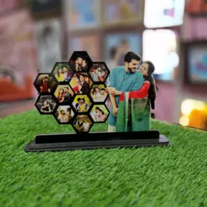 Hexa Collage with Side Standing Pic Customized Cutout Frame Personalized Gift