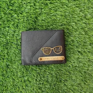 Black flap wallet for men made from genuine leather with card slots and secure closure