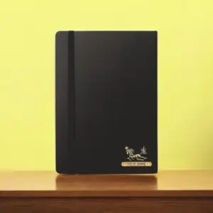 Black lined journal notebook diary for writing notes, journaling, and daily use