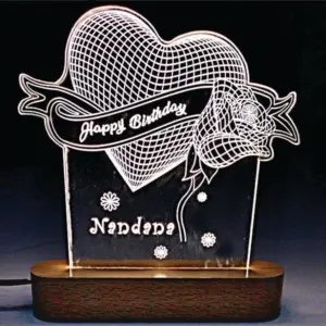 Heart Rose Acrylic personalized couple LED décor