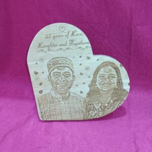 Personalized 10x8 Inch Heart Shape Engraved Wood Plaque