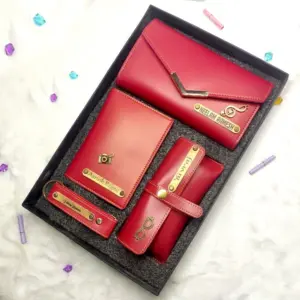 Ladies 4 Pc Wallet Combo Red