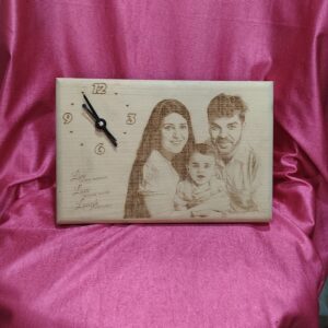 Personalized 12x8 Inch Engraved Wooden Plaque with Clock