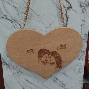 Personalized 9x7 Inch Hanging Heart Engraved Wood Plaque