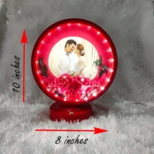 Premium Round LED Frame with Flowers Red