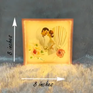 Premium Square LED Frame with Flowers Pink