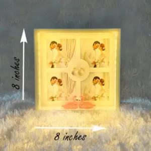 Premium Square LED Frame with Flowers White